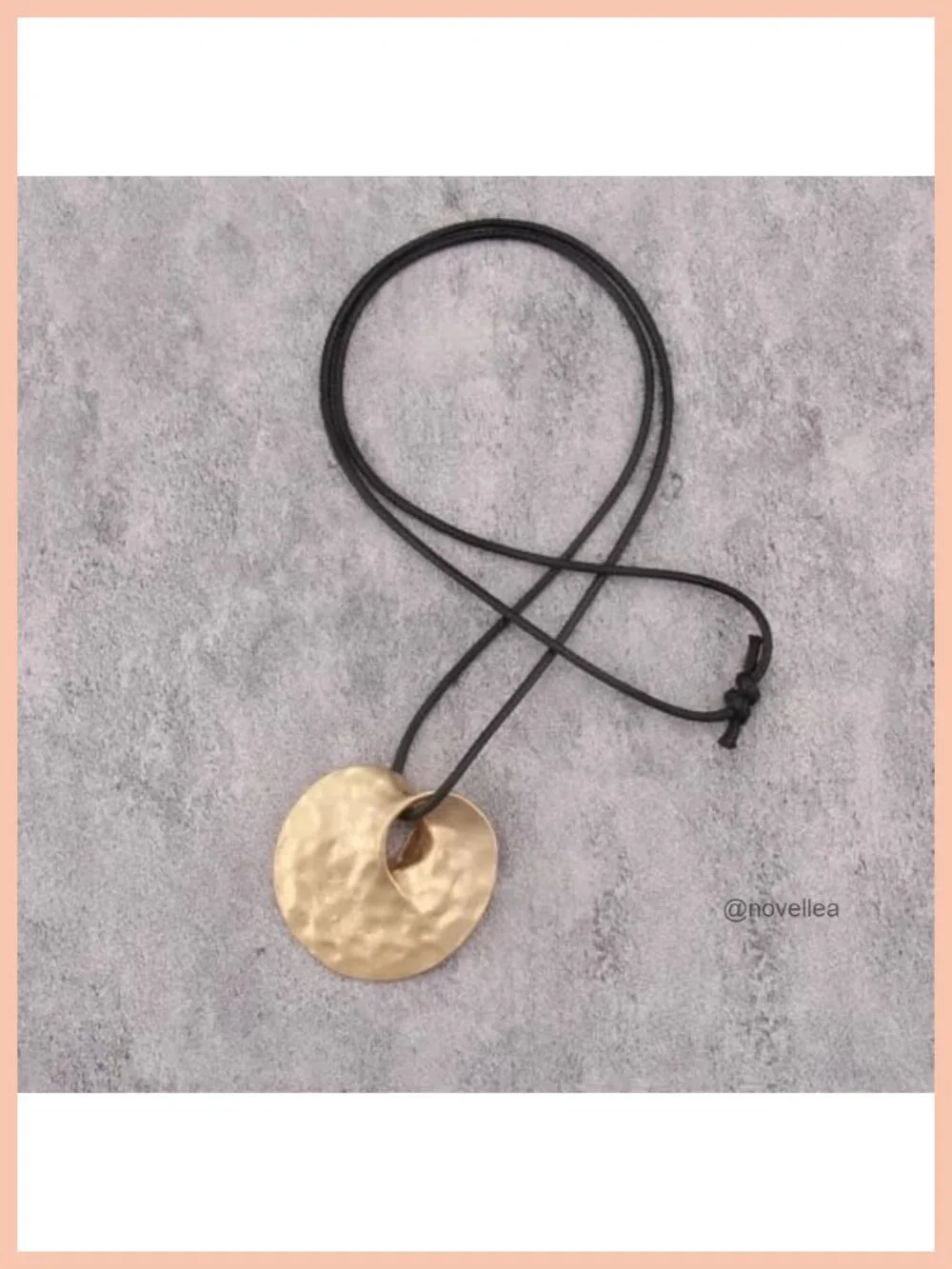 Boho Chunky Circle Necklace Faux Leather Long Pendant Chain Women Gift